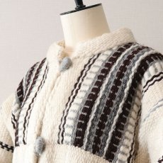 画像5: OLD UNKNOWN BRAND WOOL HAND KNIT RUG JACKET (5)