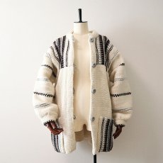 画像2: OLD UNKNOWN BRAND WOOL HAND KNIT RUG JACKET (2)