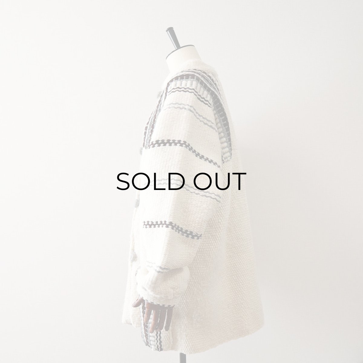 画像3: OLD UNKNOWN BRAND WOOL HAND KNIT RUG JACKET (3)