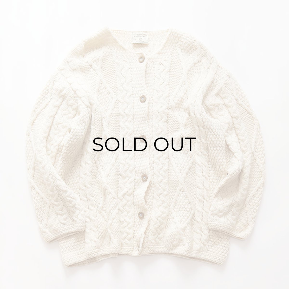 画像1: OLD CONNEMARA KNITWEAR WOOL ARAN KNIT CARDIGAN (1)