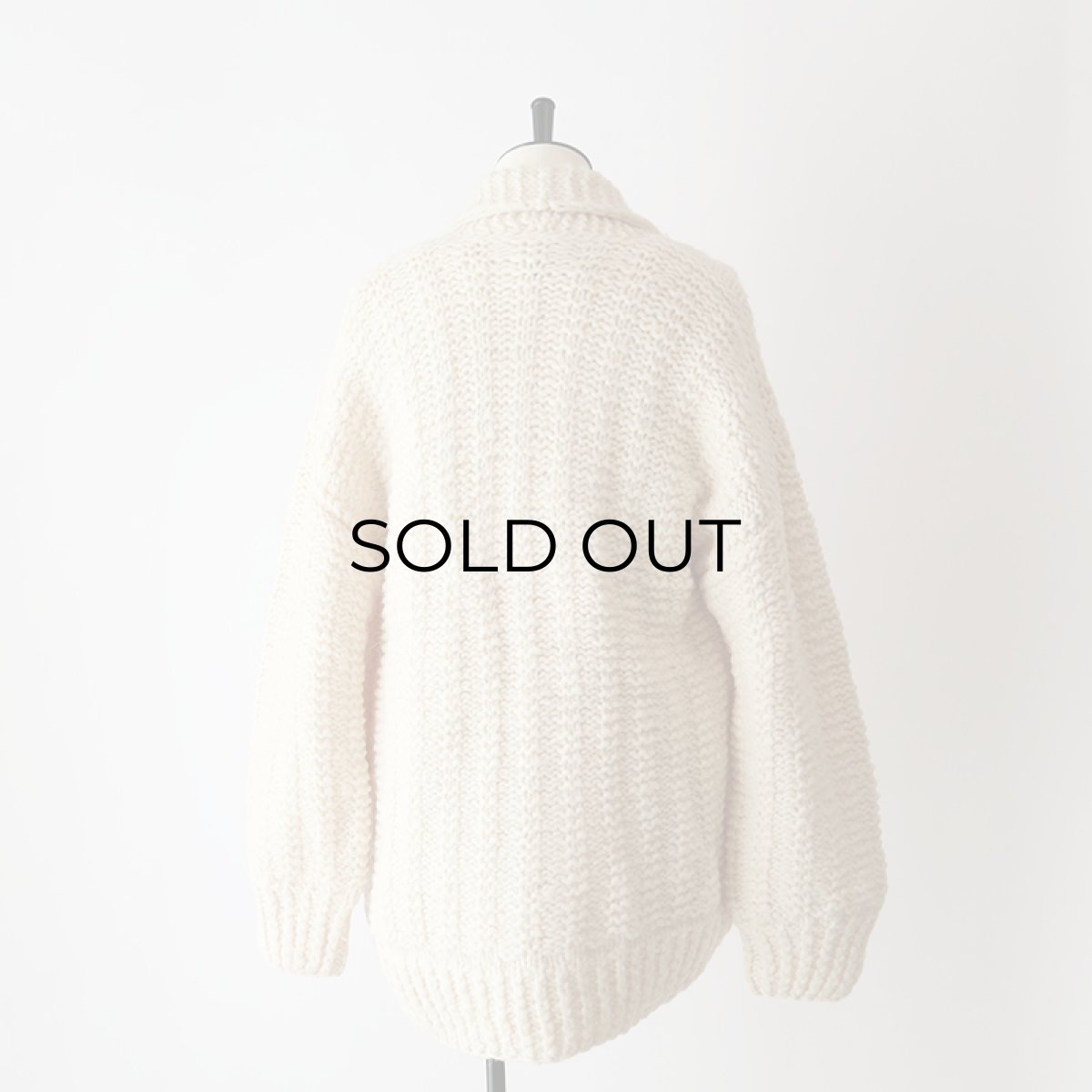 画像9: OLD UNKNOWN BRAND WOOL HAND KNIT  SHAWL COLLAR CARDIGAN (9)