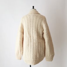 画像9: OLD UNKNOWN BRAND WOOL HAND KNIT  SHAWL COLLAR CARDIGAN (9)