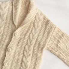 画像4: OLD UNKNOWN BRAND WOOL HAND KNIT  SHAWL COLLAR CARDIGAN (4)