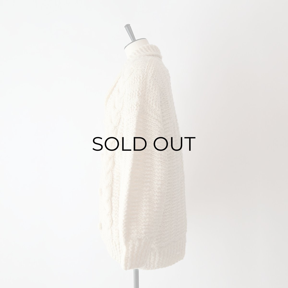 画像8: OLD UNKNOWN BRAND WOOL HAND KNIT  SHAWL COLLAR CARDIGAN (8)