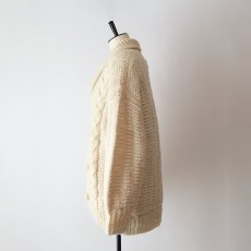 画像8: OLD UNKNOWN BRAND WOOL HAND KNIT  SHAWL COLLAR CARDIGAN (8)