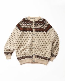 画像1: OLD UNKNOWN BRAND WOOL KNIT NORDIC CARDIGAN (1)