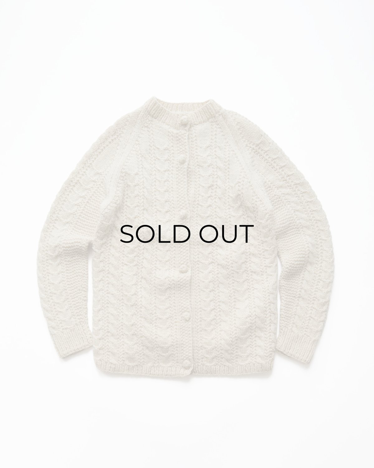 画像1: OLD UNKNOWN BRAND WOOL HAND KNIT CREW NECK FISHERMAN'S CARDIGAN (1)