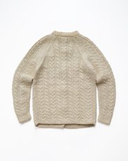 画像2: OLD UNKNOWN BRAND WOOL HAND KNIT CREW NECK FISHERMAN'S CARDIGAN (2)