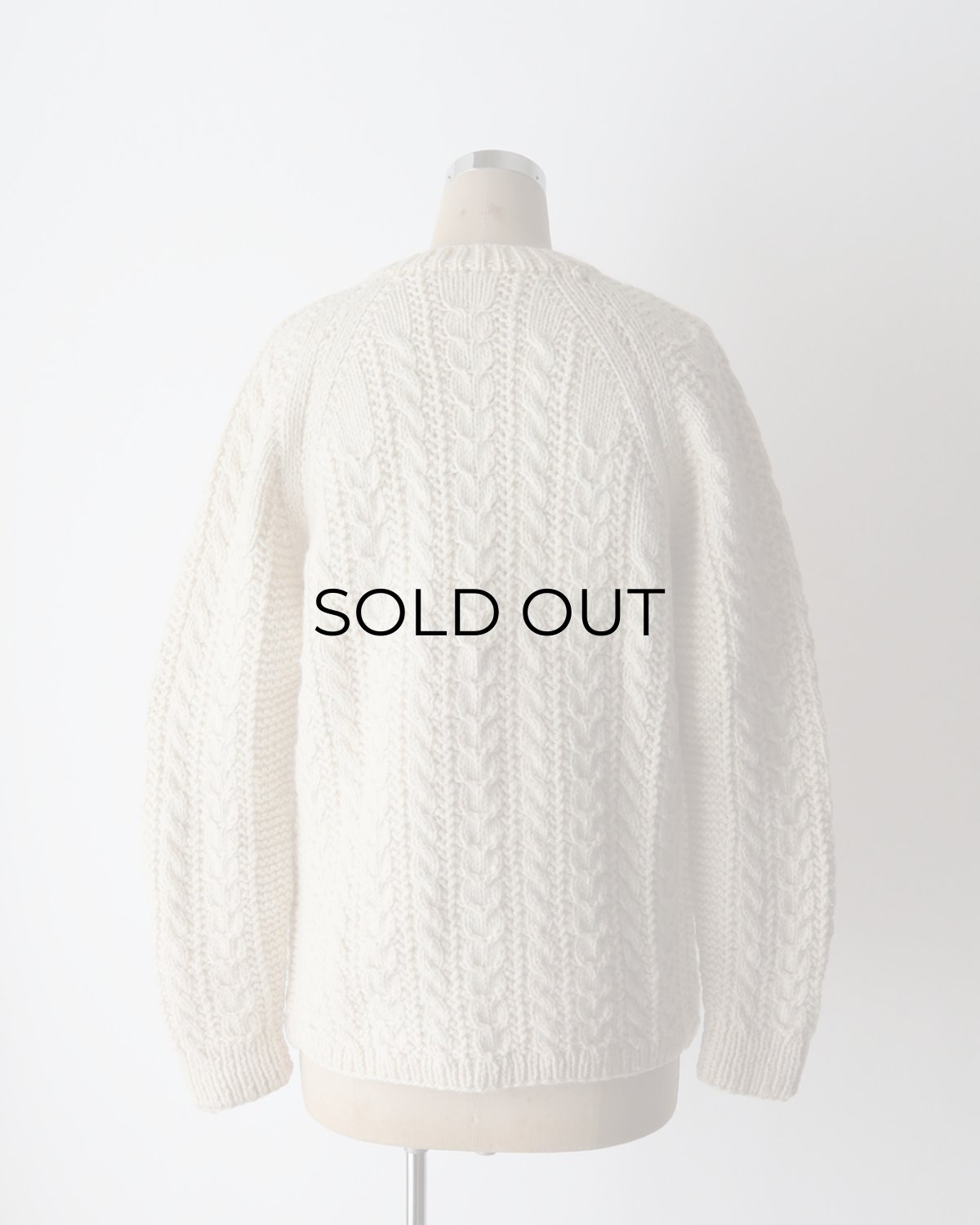 画像8: OLD UNKNOWN BRAND WOOL HAND KNIT CREW NECK FISHERMAN'S CARDIGAN (8)