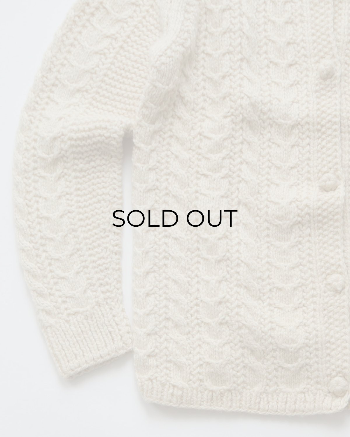 画像4: OLD UNKNOWN BRAND WOOL HAND KNIT CREW NECK FISHERMAN'S CARDIGAN (4)