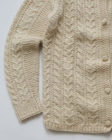 画像4: OLD UNKNOWN BRAND WOOL HAND KNIT CREW NECK FISHERMAN'S CARDIGAN (4)