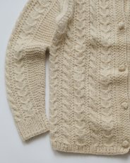 画像4: OLD UNKNOWN BRAND WOOL HAND KNIT CREW NECK FISHERMAN'S CARDIGAN (4)
