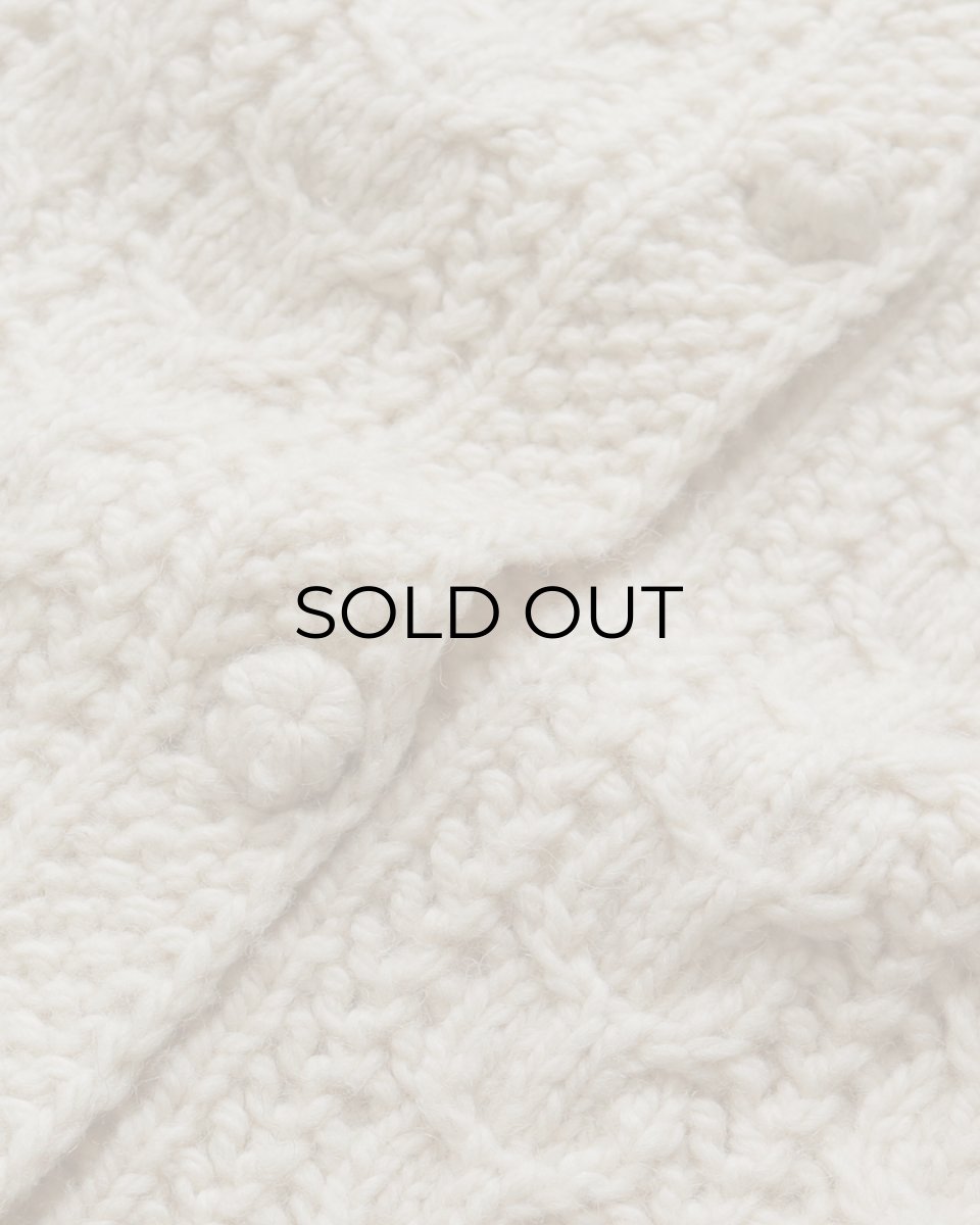 画像5: OLD UNKNOWN BRAND WOOL HAND KNIT CREW NECK FISHERMAN'S CARDIGAN (5)