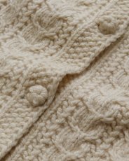 画像5: OLD UNKNOWN BRAND WOOL HAND KNIT CREW NECK FISHERMAN'S CARDIGAN (5)