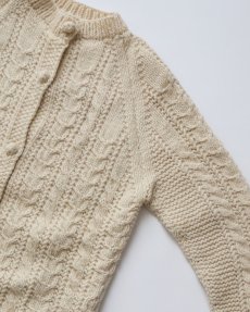 画像3: OLD UNKNOWN BRAND WOOL HAND KNIT CREW NECK FISHERMAN'S CARDIGAN (3)