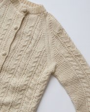 画像3: OLD UNKNOWN BRAND WOOL HAND KNIT CREW NECK FISHERMAN'S CARDIGAN (3)