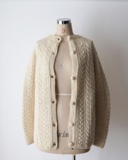 画像7: OLD UNKNOWN BRAND WOOL HAND KNIT CREW NECK FISHERMAN'S CARDIGAN (7)