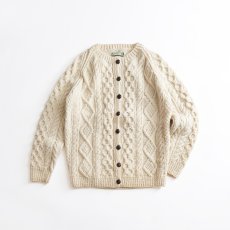 画像1: 〜80's IRISFREE WOOL HAND KNIT CREW NECK FISHERMAN'S CARDIGAN "HANDKNIT IN IRELAND" (1)