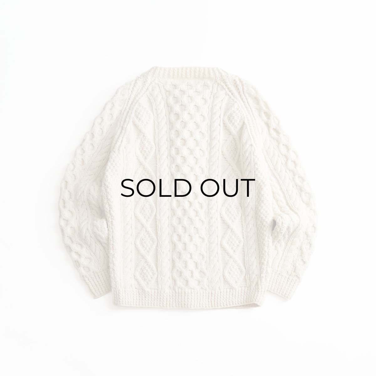 画像2: 〜80's IRISFREE WOOL HAND KNIT CREW NECK FISHERMAN'S CARDIGAN "HANDKNIT IN IRELAND" (2)