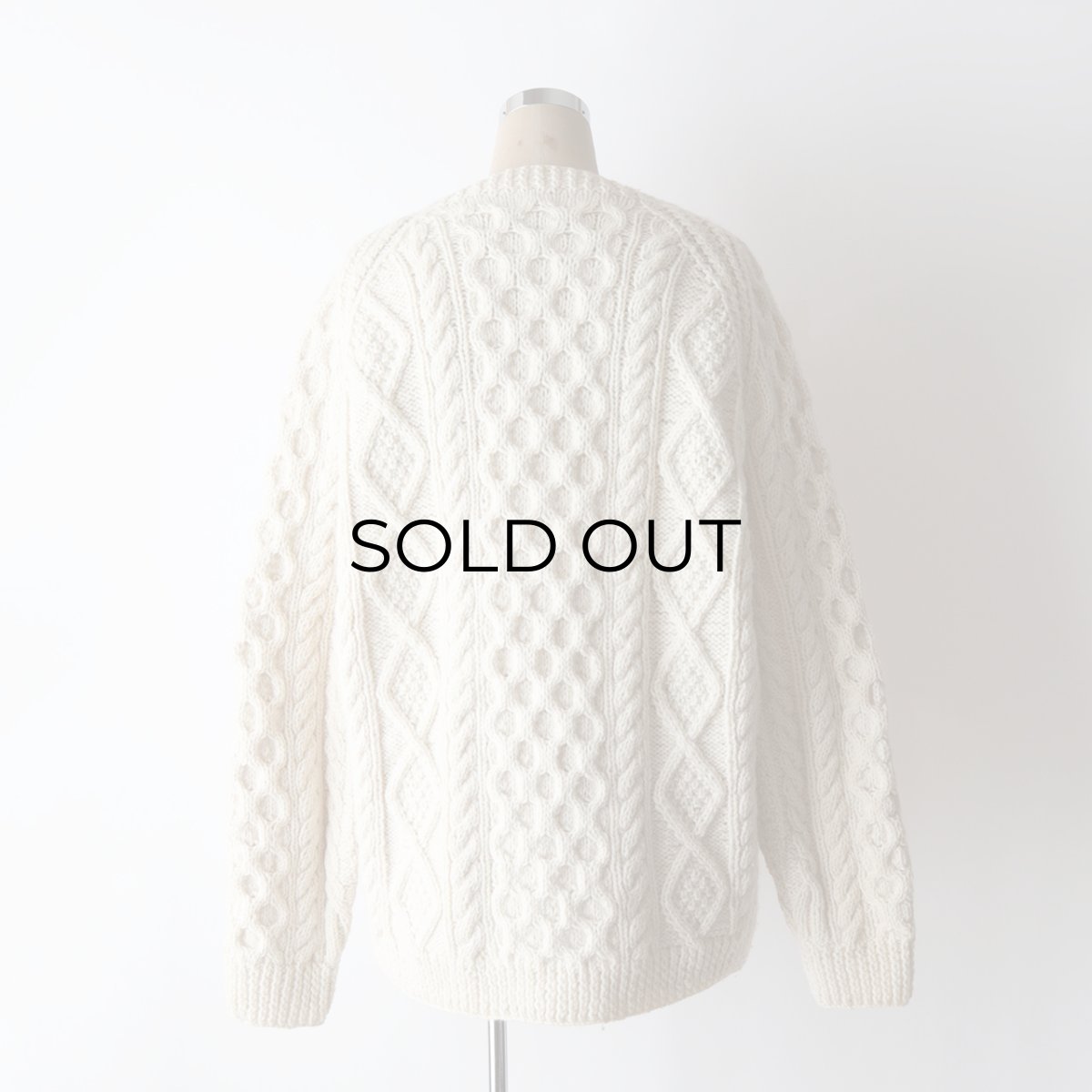 画像18: 〜80's IRISFREE WOOL HAND KNIT CREW NECK FISHERMAN'S CARDIGAN "HANDKNIT IN IRELAND" (18)