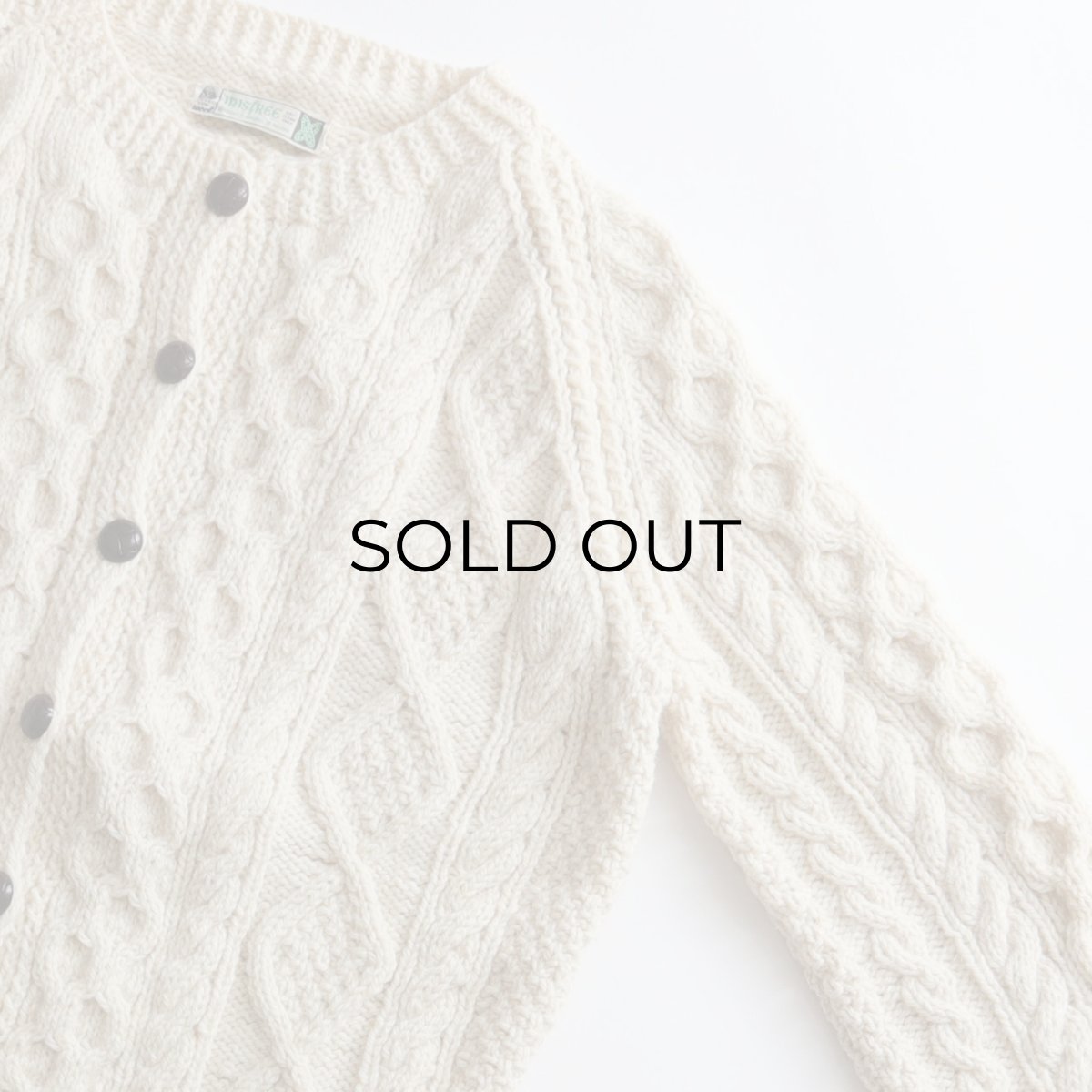 画像3: 〜80's IRISFREE WOOL HAND KNIT CREW NECK FISHERMAN'S CARDIGAN "HANDKNIT IN IRELAND" (3)