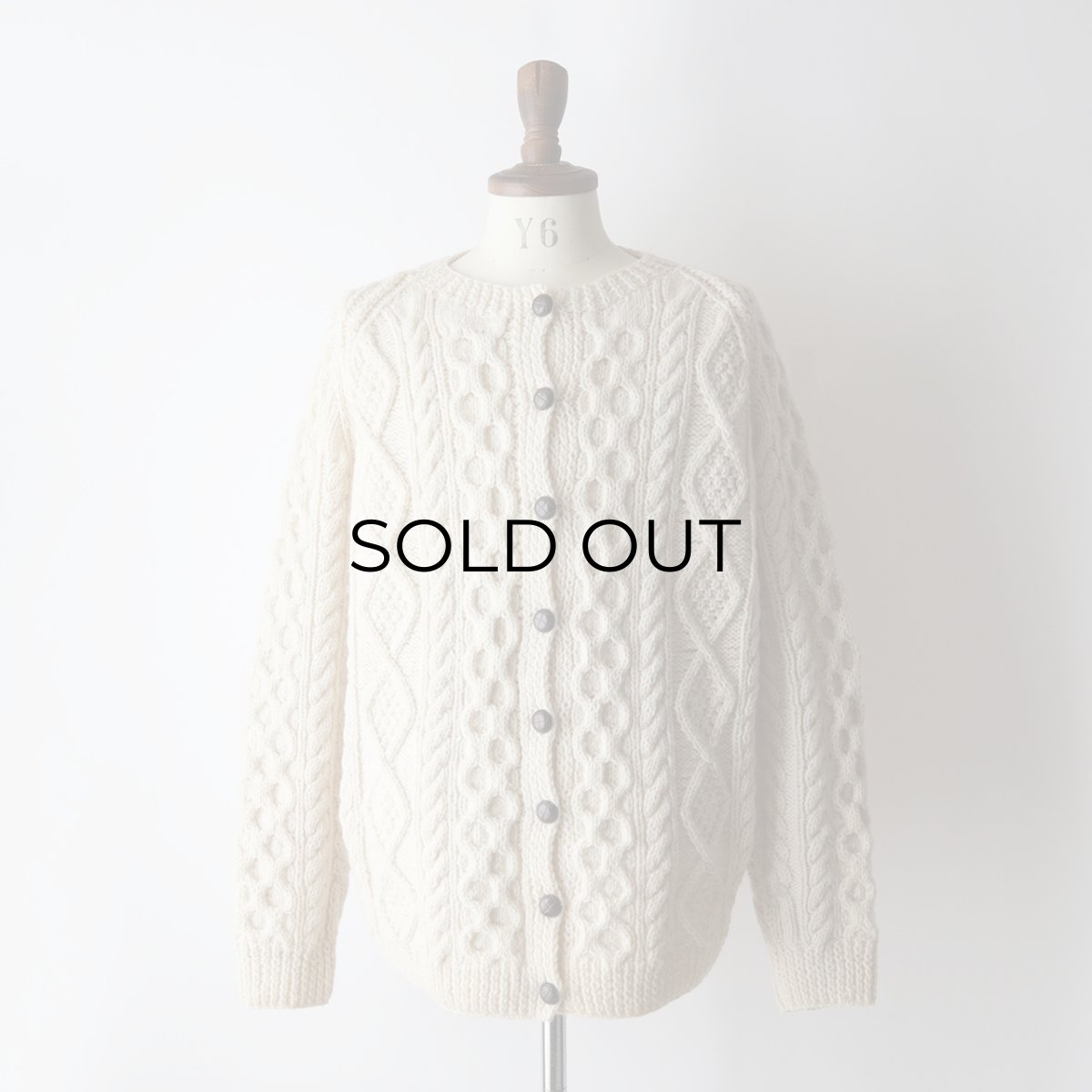 画像16: 〜80's IRISFREE WOOL HAND KNIT CREW NECK FISHERMAN'S CARDIGAN "HANDKNIT IN IRELAND" (16)