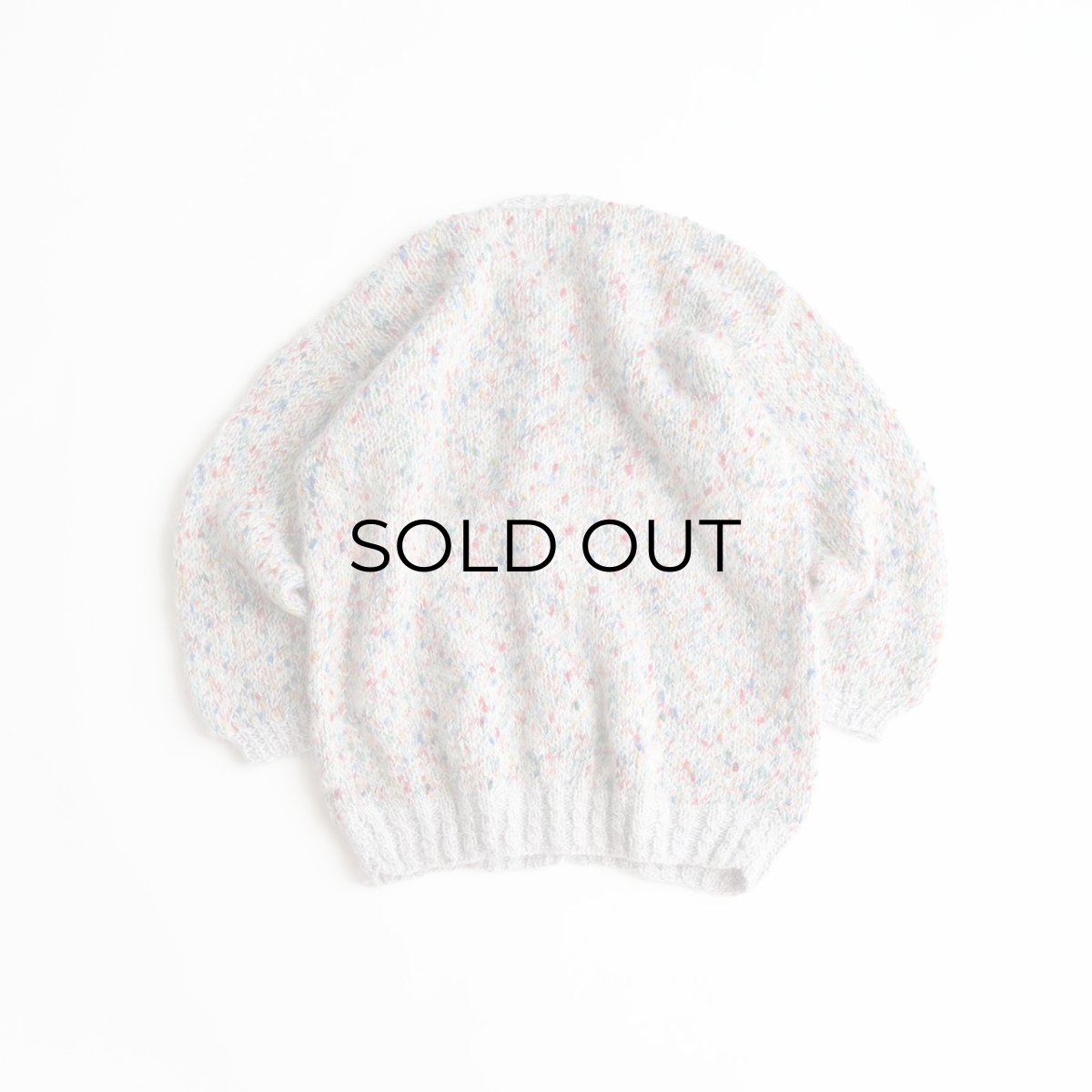 画像2: UNKNOWN BRAND MIX COLOR NEP MOHAIR HAND KNIT CREW NECK CARDIGAN (2)