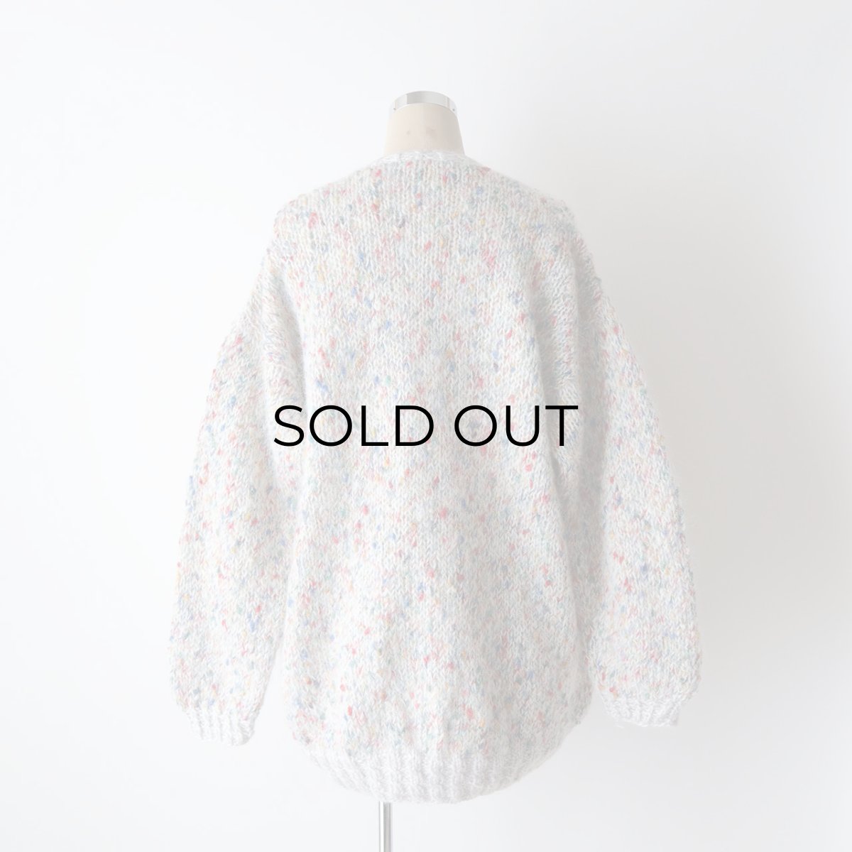 画像10: UNKNOWN BRAND MIX COLOR NEP MOHAIR HAND KNIT CREW NECK CARDIGAN (10)