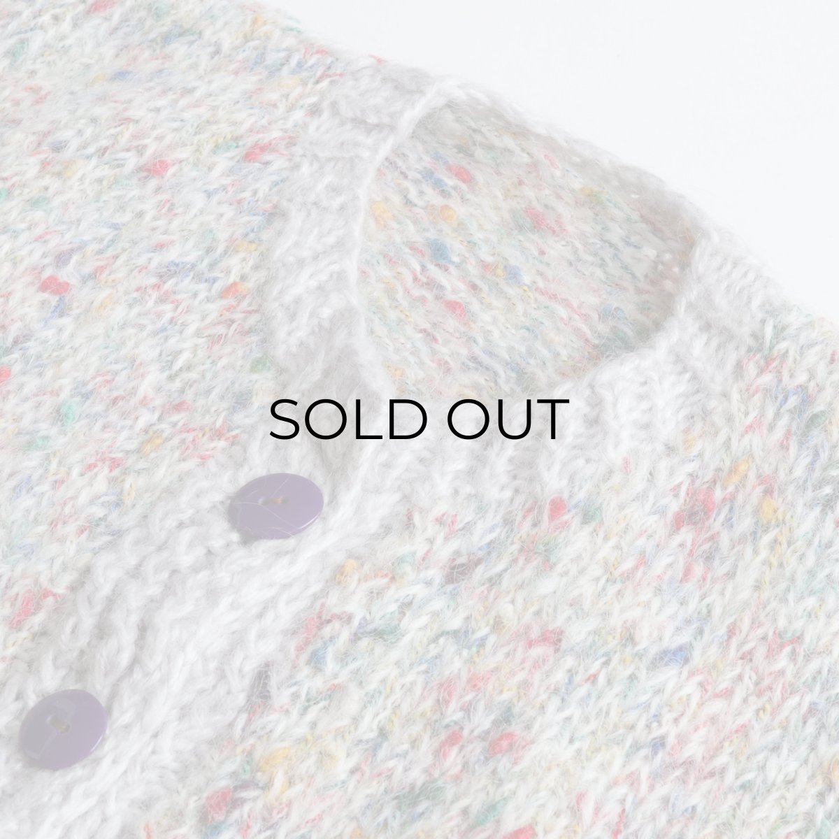 画像6: UNKNOWN BRAND MIX COLOR NEP MOHAIR HAND KNIT CREW NECK CARDIGAN (6)