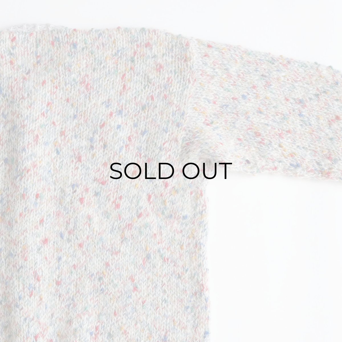 画像5: UNKNOWN BRAND MIX COLOR NEP MOHAIR HAND KNIT CREW NECK CARDIGAN (5)