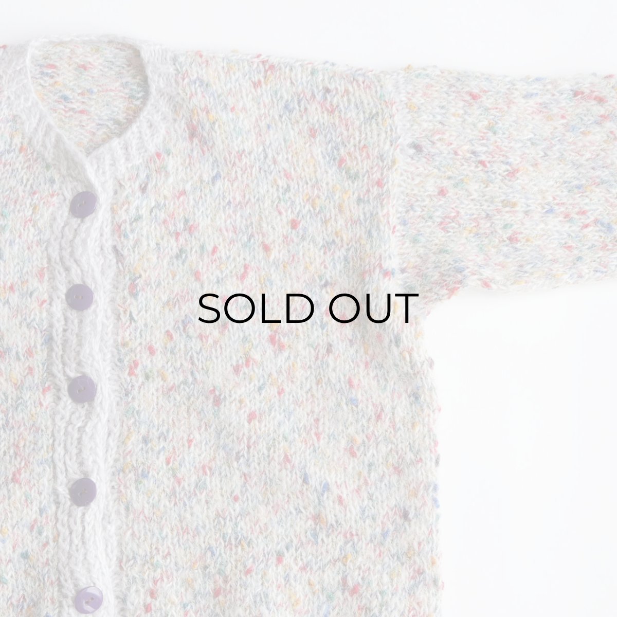 画像3: UNKNOWN BRAND MIX COLOR NEP MOHAIR HAND KNIT CREW NECK CARDIGAN (3)