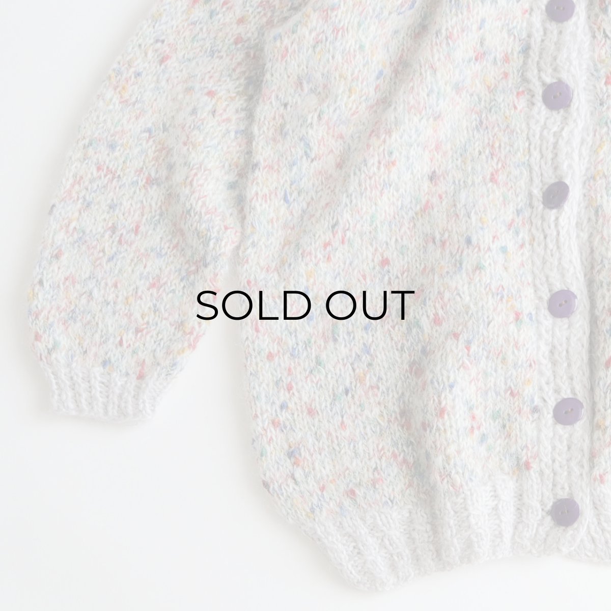 画像4: UNKNOWN BRAND MIX COLOR NEP MOHAIR HAND KNIT CREW NECK CARDIGAN (4)