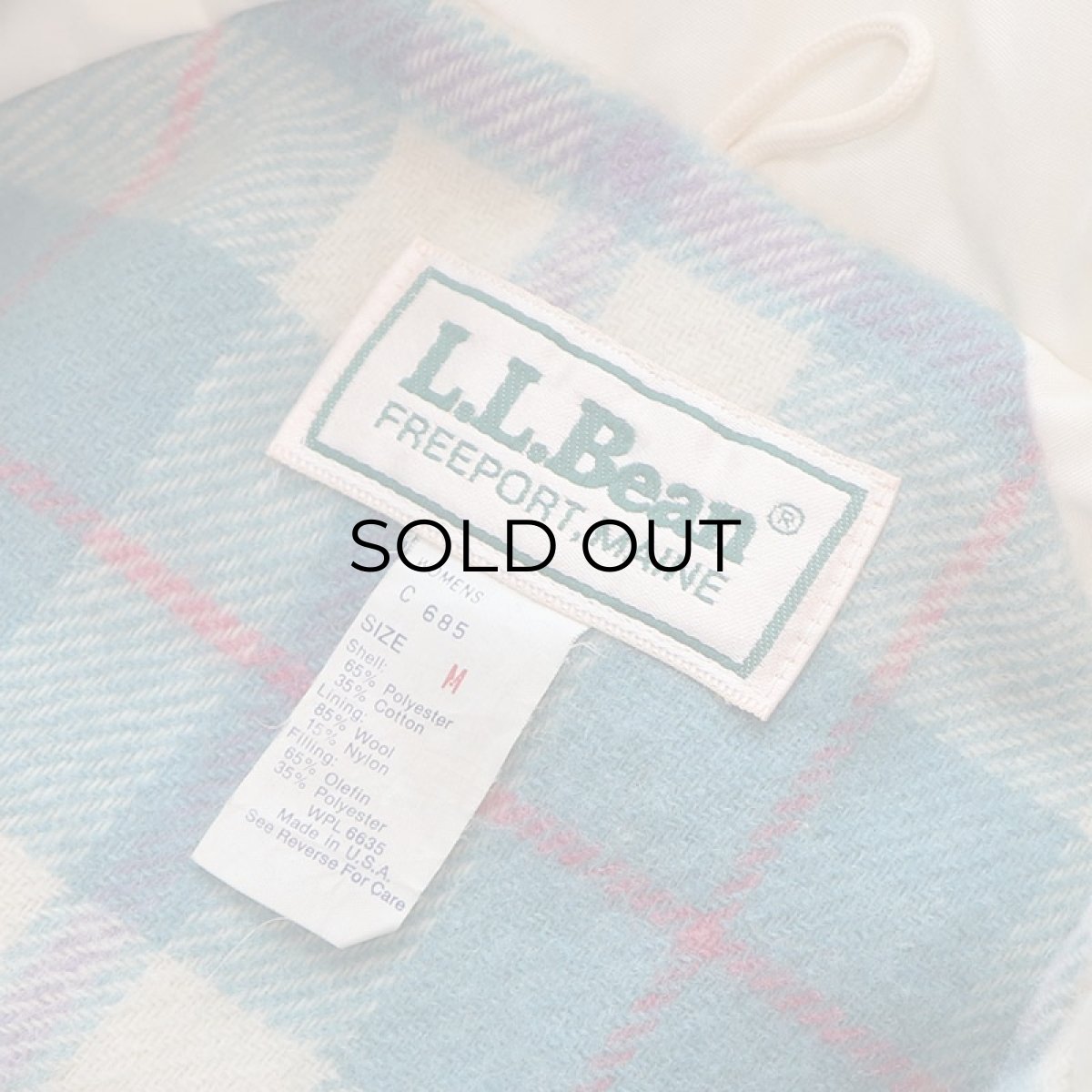 画像9: 80's L.L. Bean POLYESTER COTTON WOOL CHECK LINING PADDED LONG MOUNTAIN JACKET with HOOD (9)