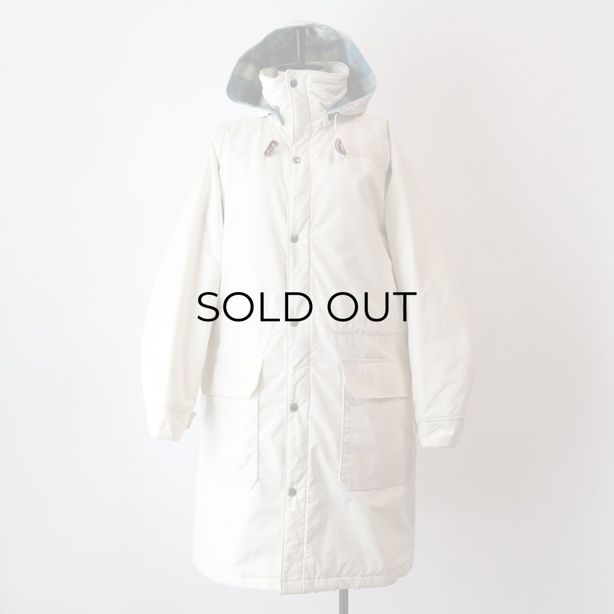 画像18: 80's L.L. Bean POLYESTER COTTON WOOL CHECK LINING PADDED LONG MOUNTAIN JACKET with HOOD (18)