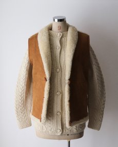 画像8: OLD UNKNOWN BRAND SHEEPSKIN SHAWL COLLAR VEST (8)