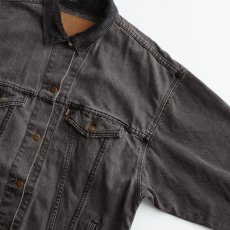 画像4: 80's LEVI'S 77932 BLACK DENIM WOMENS BIG SILHOUETTE LONG TRUCKER JACKET "MADE IN USA" (4)
