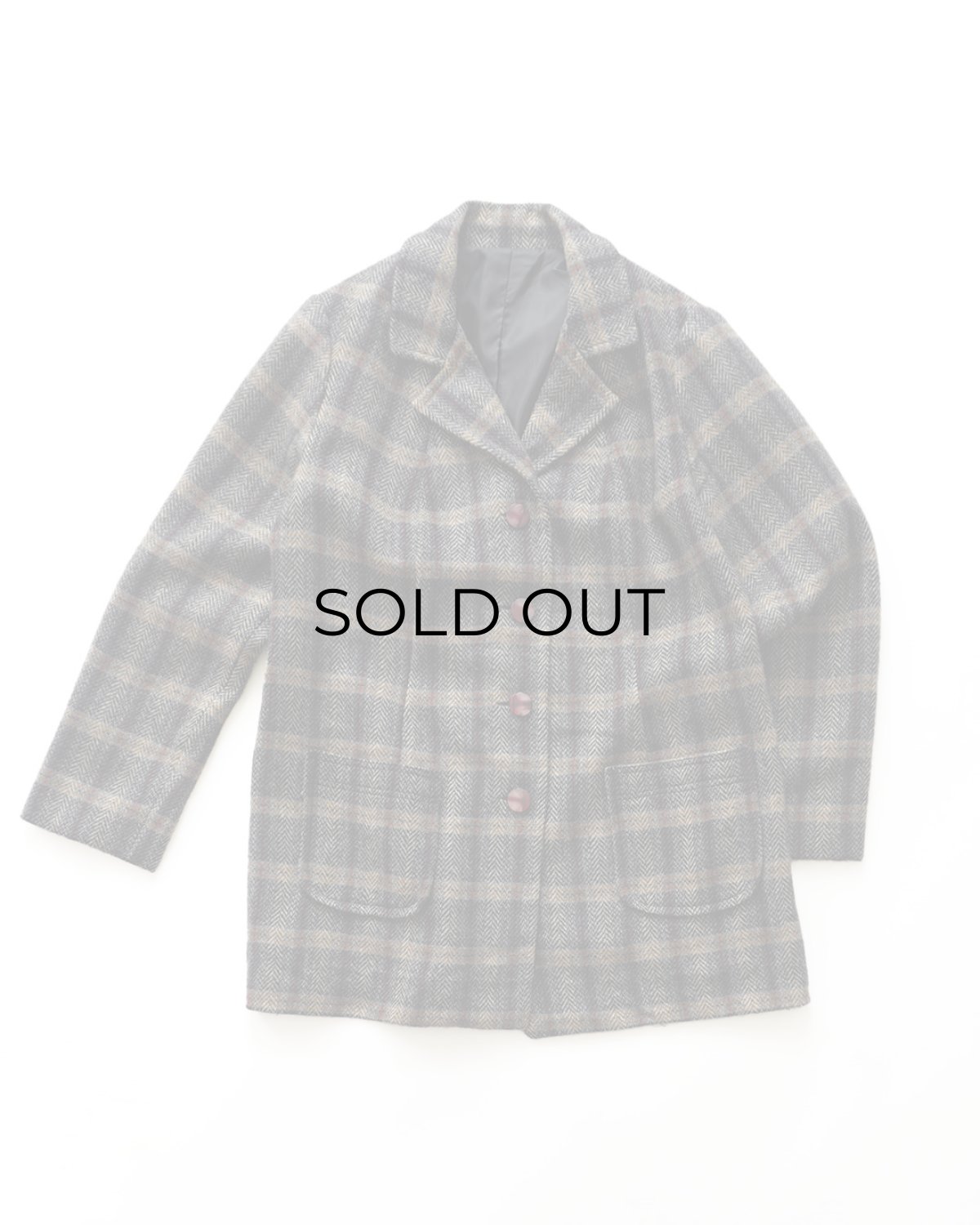 画像1: UNKNOWN BRAND WOOL HERRINGBONE TWEED CHECK 4B JACKET (1)