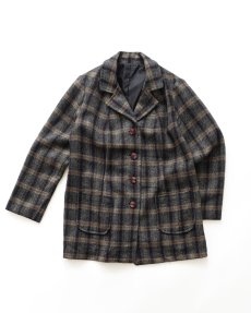 画像1: UNKNOWN BRAND WOOL HERRINGBONE TWEED CHECK 4B JACKET (1)