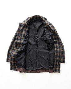 画像2: UNKNOWN BRAND WOOL HERRINGBONE TWEED CHECK 4B JACKET (2)