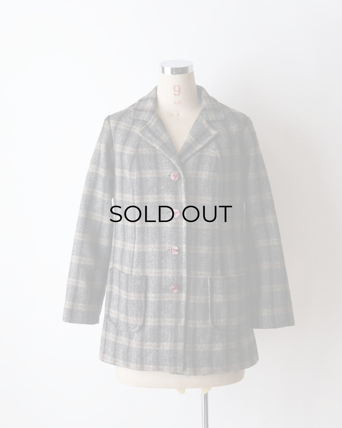 画像9: UNKNOWN BRAND WOOL HERRINGBONE TWEED CHECK 4B JACKET (9)