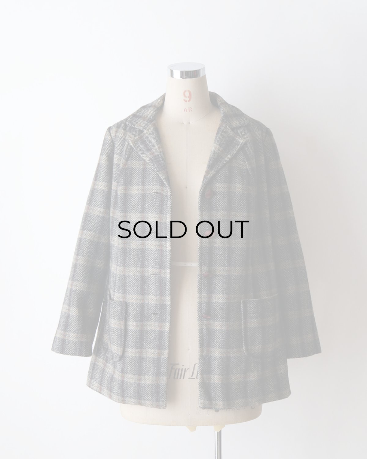 画像8: UNKNOWN BRAND WOOL HERRINGBONE TWEED CHECK 4B JACKET (8)