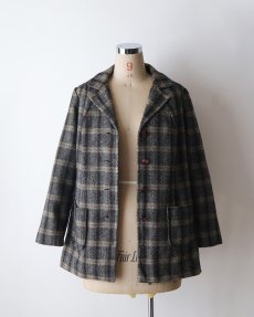画像8: UNKNOWN BRAND WOOL HERRINGBONE TWEED CHECK 4B JACKET (8)