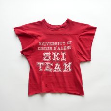 画像1: 70's Champion COTTON W-PRINT CUT-OFF S/S FOOTBALL TEE "SKI TEAM" "MADE IN USA" (1)