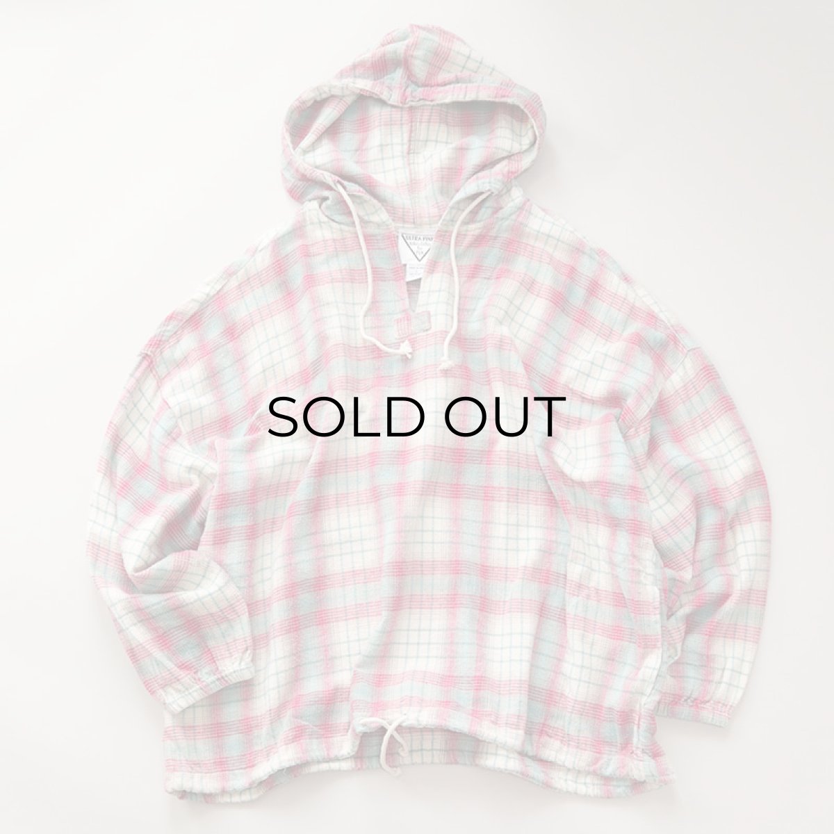 画像7: 80's ULTRA PINK COTTON CHECK FLANNEL PULLOVER HOODED WIDE SILHOUETTE TOP (7)
