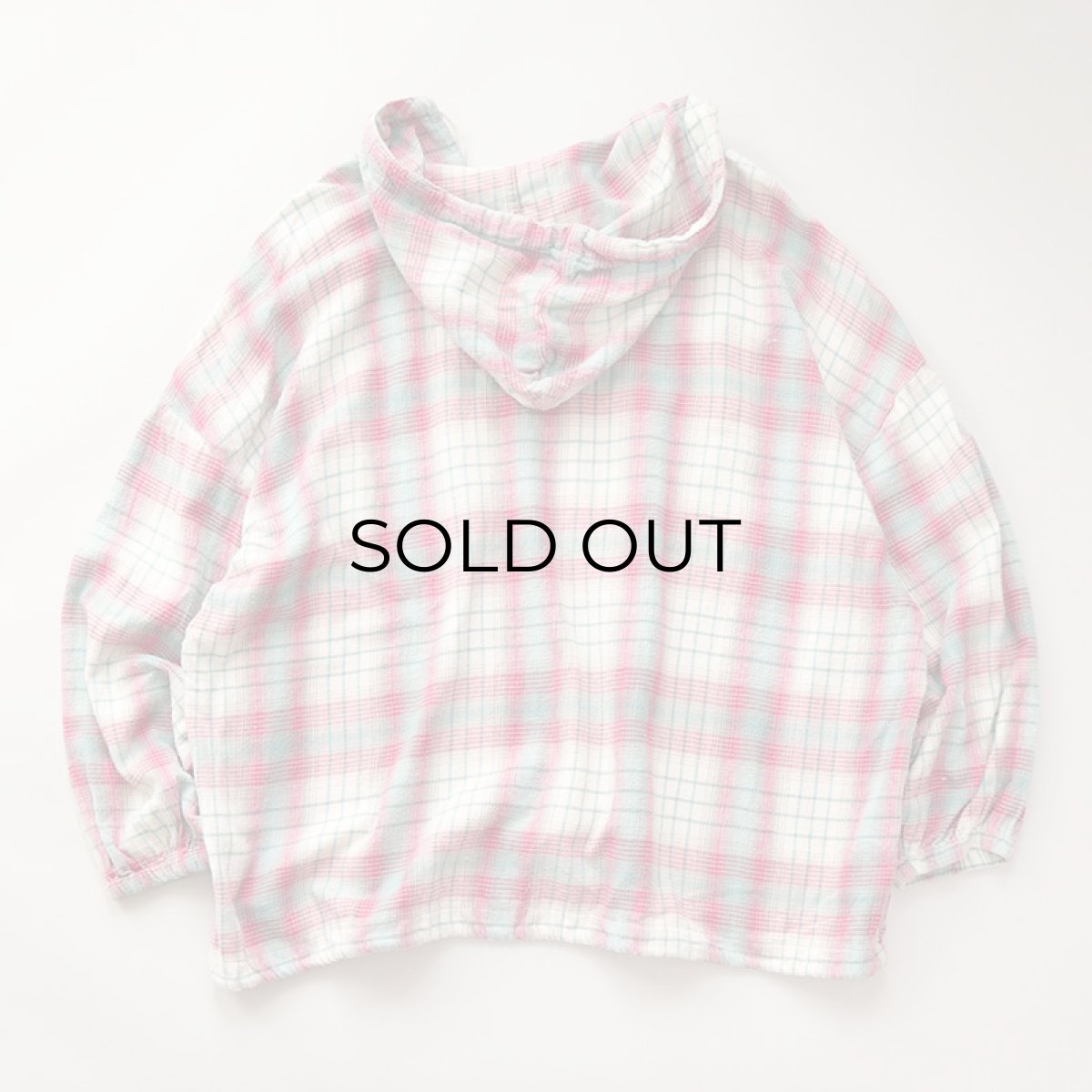 画像8: 80's ULTRA PINK COTTON CHECK FLANNEL PULLOVER HOODED WIDE SILHOUETTE TOP (8)