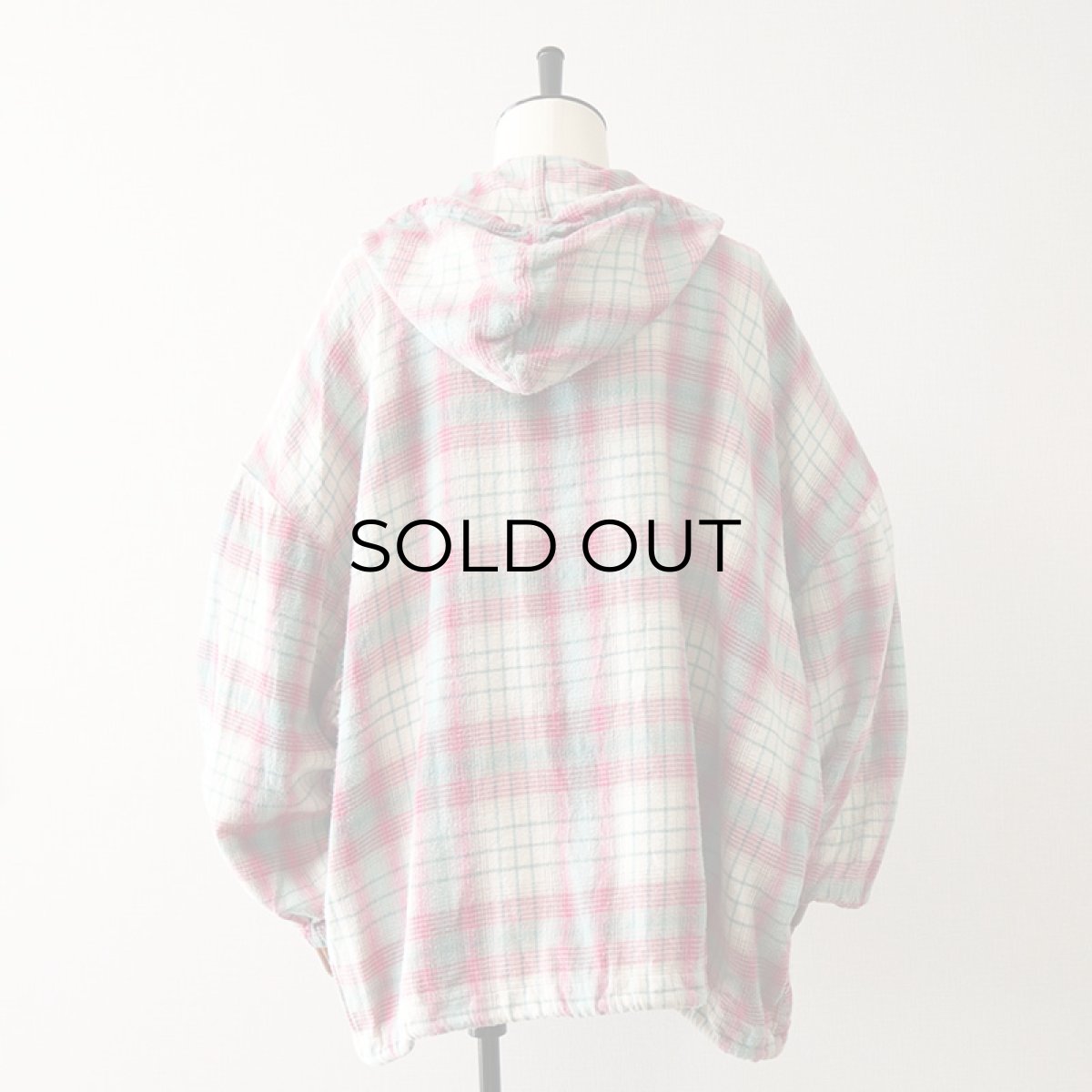 画像3: 80's ULTRA PINK COTTON CHECK FLANNEL PULLOVER HOODED WIDE SILHOUETTE TOP (3)
