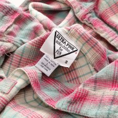 画像11: 80's ULTRA PINK COTTON CHECK FLANNEL PULLOVER HOODED WIDE SILHOUETTE TOP (11)