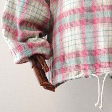 画像5: 80's ULTRA PINK COTTON CHECK FLANNEL PULLOVER HOODED WIDE SILHOUETTE TOP (5)