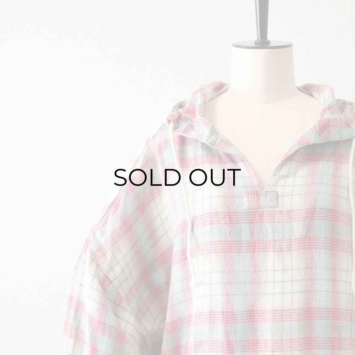 画像4: 80's ULTRA PINK COTTON CHECK FLANNEL PULLOVER HOODED WIDE SILHOUETTE TOP (4)