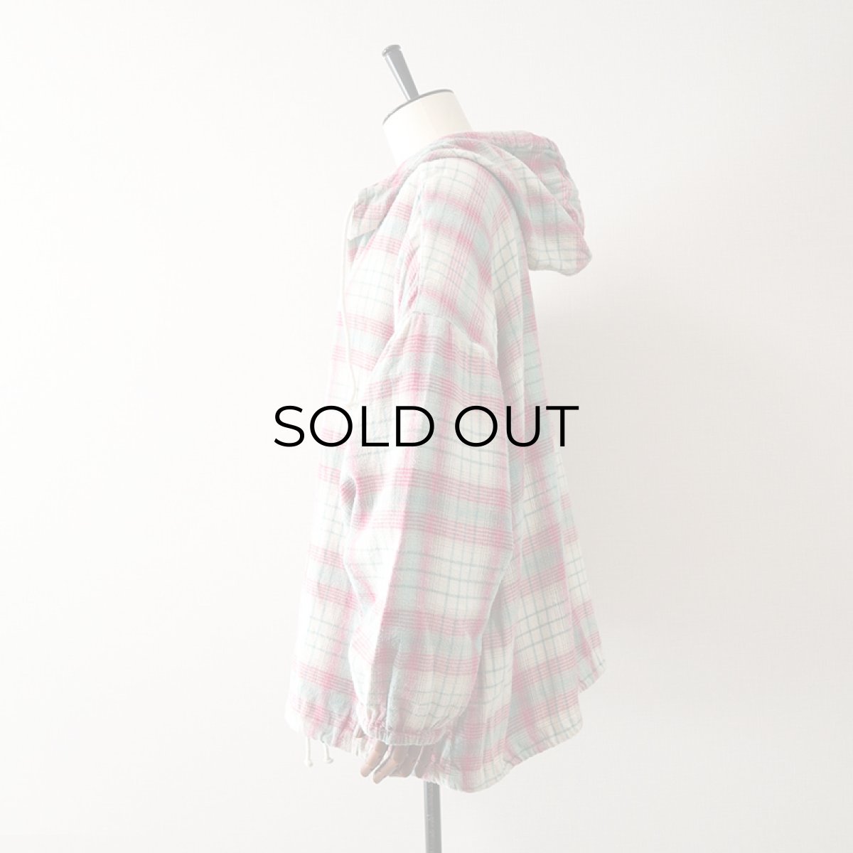 画像2: 80's ULTRA PINK COTTON CHECK FLANNEL PULLOVER HOODED WIDE SILHOUETTE TOP (2)